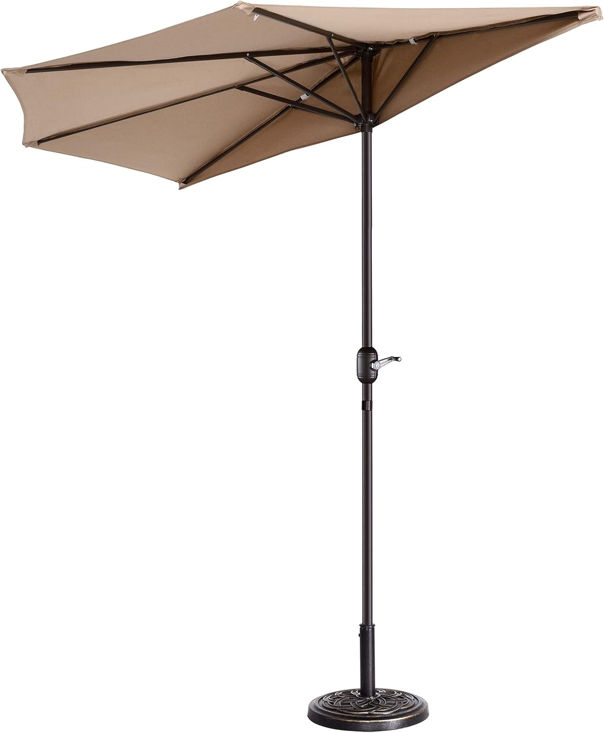Pure Garden 9' Outdoor Patio Half Umbrella with 5 Ribs, Fade Resistant Condo or Townhouse Umbrella (Beige)