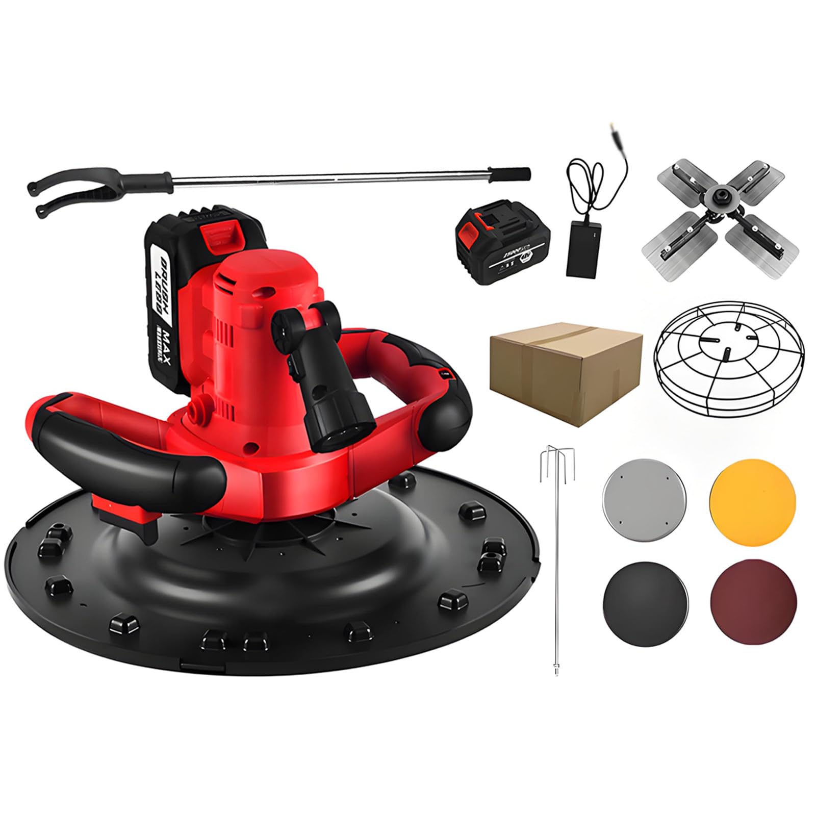 vnmudzeo Electric Concrete Trowel Machine,6-Speed Adjustable,Contractor Cordless Wall Smoothing Equipment,for Fast Wall & Mortar Smoothing 13000mAh