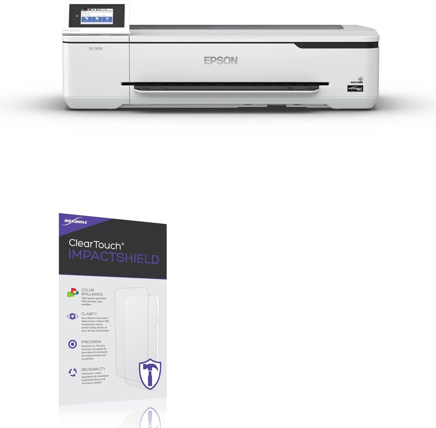 BoxWave Screen Protector Compatible With Epson SureColor T3170 - ClearTouch ImpactShield (2-Pack), Impenetrable Screen Protector Flexible Film