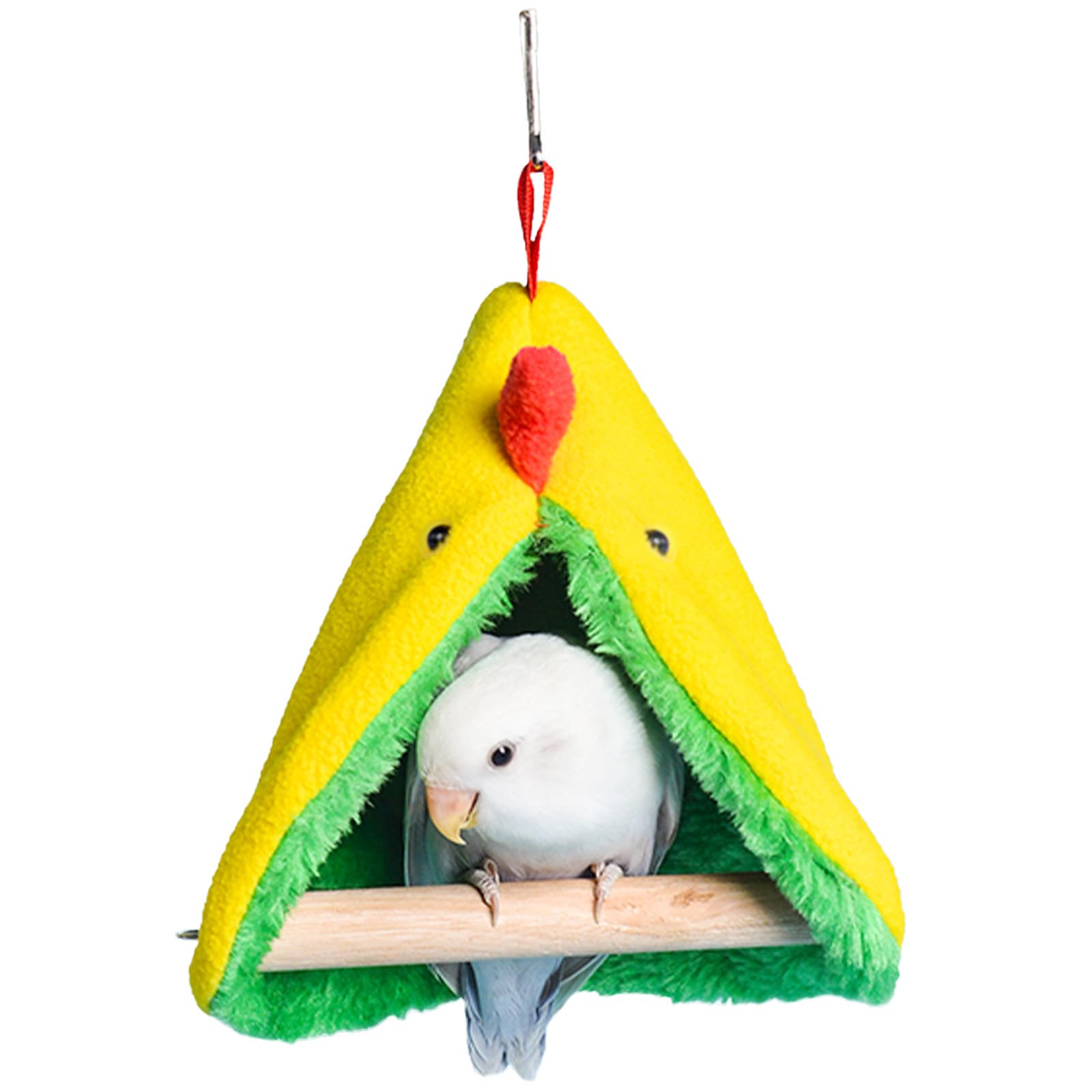 QBLEEV Winter Warm Bird Hammock Tent Parrots Hanging Nest Shed Hut, Small Birds Soft Plush Sleeping Bed Hideaway Cave for Parakeets Cockatiels Conures