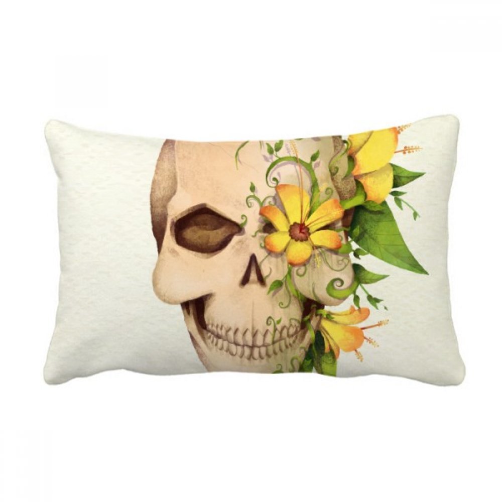 Coussin Crâne Squelette Fleur Soulagement Lombaire et Décoration Canapé Salon