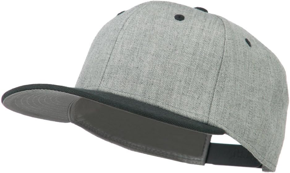 Heather Wool Blend Flat Bill Snapback Two Tone Cap - H. Black Grey OSFM
