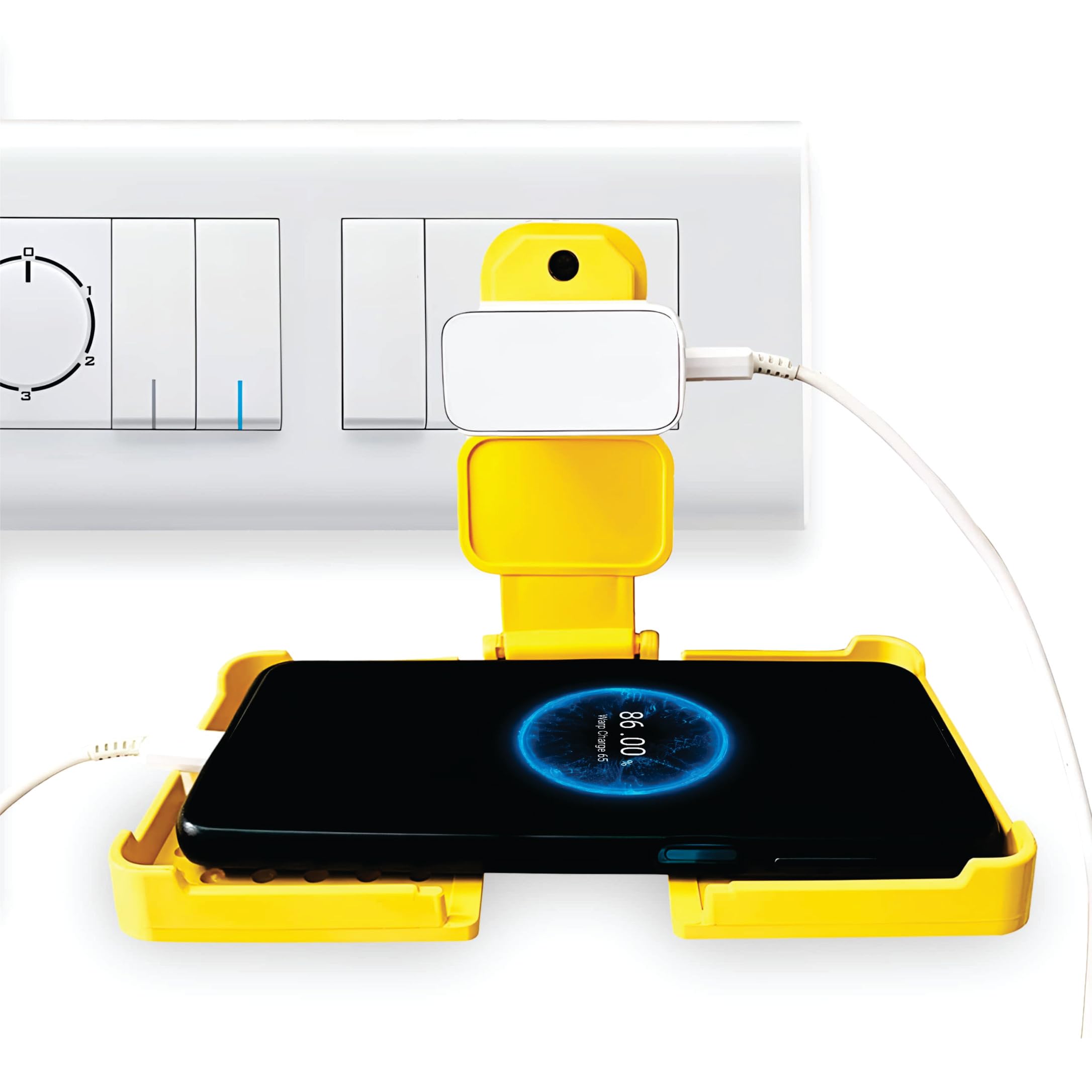 Hattrick Multi Plug for Upto 7 inch Mobile Phone Stand for Wall Plastic Holder Universal Socket Mobile Charger Stand Holder-image-23