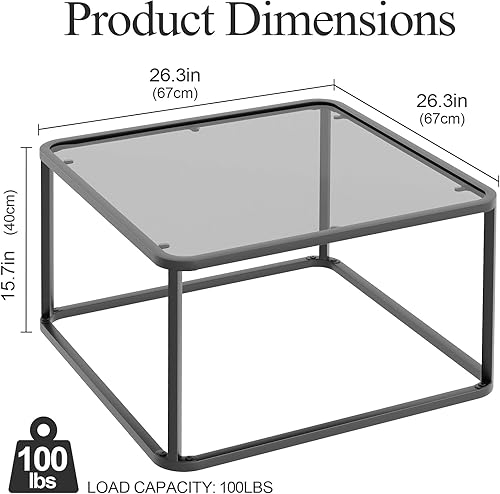 Miniatura 2 de Mesa de centro de cristal, mesas cuadradas minimalistas para sala de estar, mesa central moderna para oficina o espacio pequeño, marco de metal