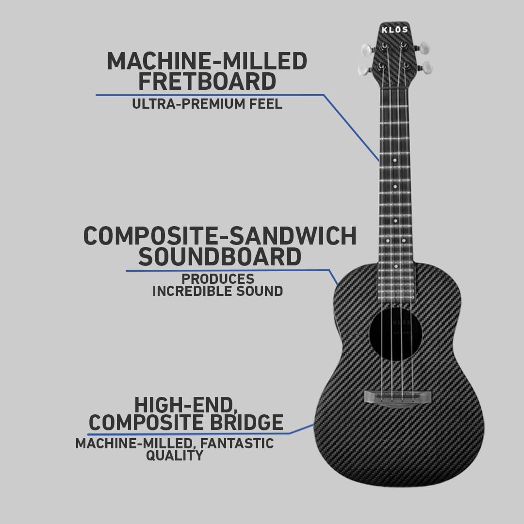 KLOS Full Carbon Concert Ukulele (Acoustic-Electric)