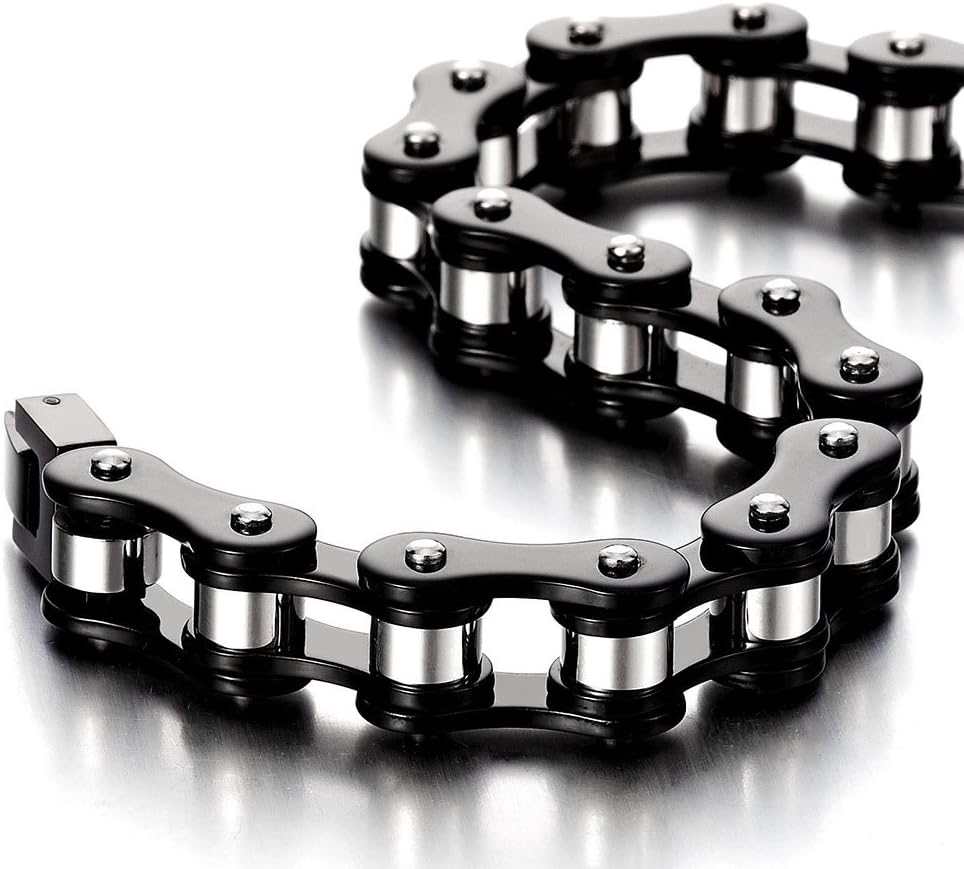 COOLSTEELANDBEYOND Ladies Mens Stainless Steel Motorcycle Bike Chain Bracelet with Buckle Clasp Polished - Image 4