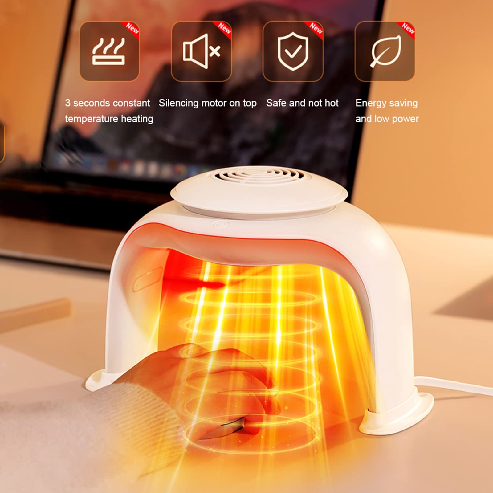 Scaldamani Elettrico Scaldamani Riscaldato per Mouse 3 modalità Scaldamani Regolabile Inverno Caldo Tappetino per Mouse Forniture per L'Ufficio Domestico,Bianca