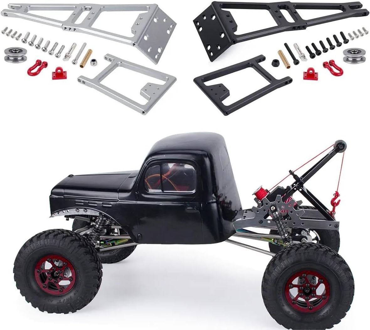 RC Winch/Servo Rescue Tow Truck Crane Arm Wrecker DIY Tool 1/10 RC Crawler Car Axial SCX10 D90 TRX4 Capra LCG Chassis Part (A Tow Truck Kit)