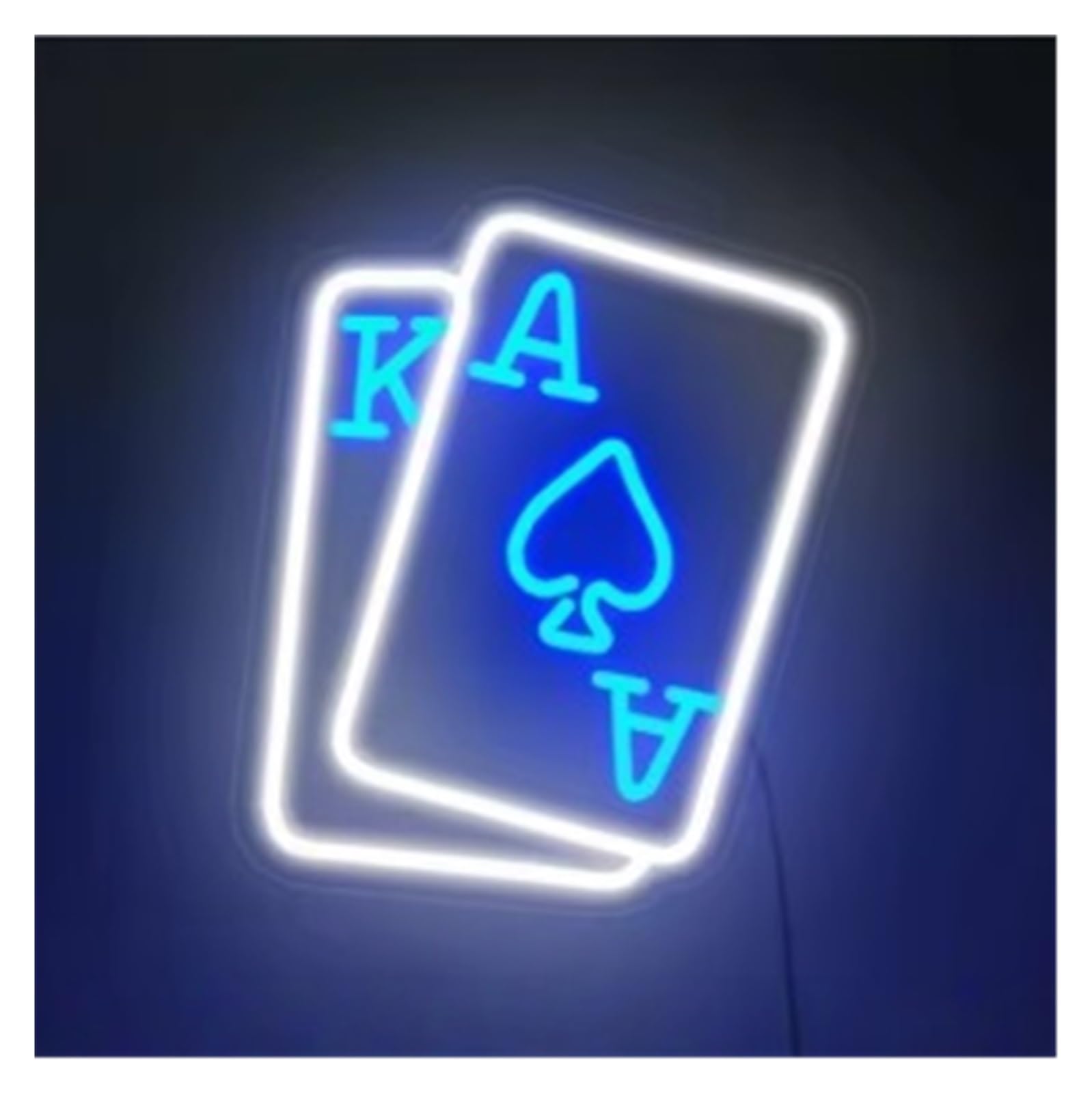 RONGCH Hanging Art Signs Poker Room Neon Sign USB Powered Dimmable for Game Room Playing Cards Store Party Wall Decor 38cm(B)