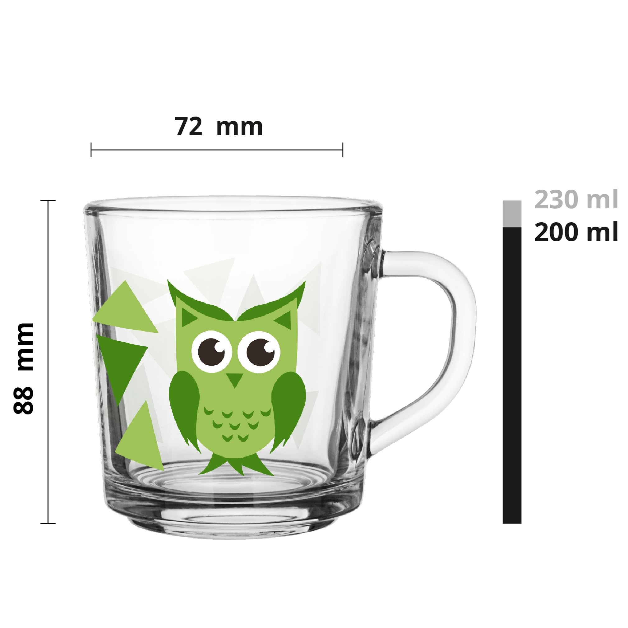 Glasmark KROSNO Zestaw 6 Kubków dla Dzieci z Motywem Sowy 220 ml