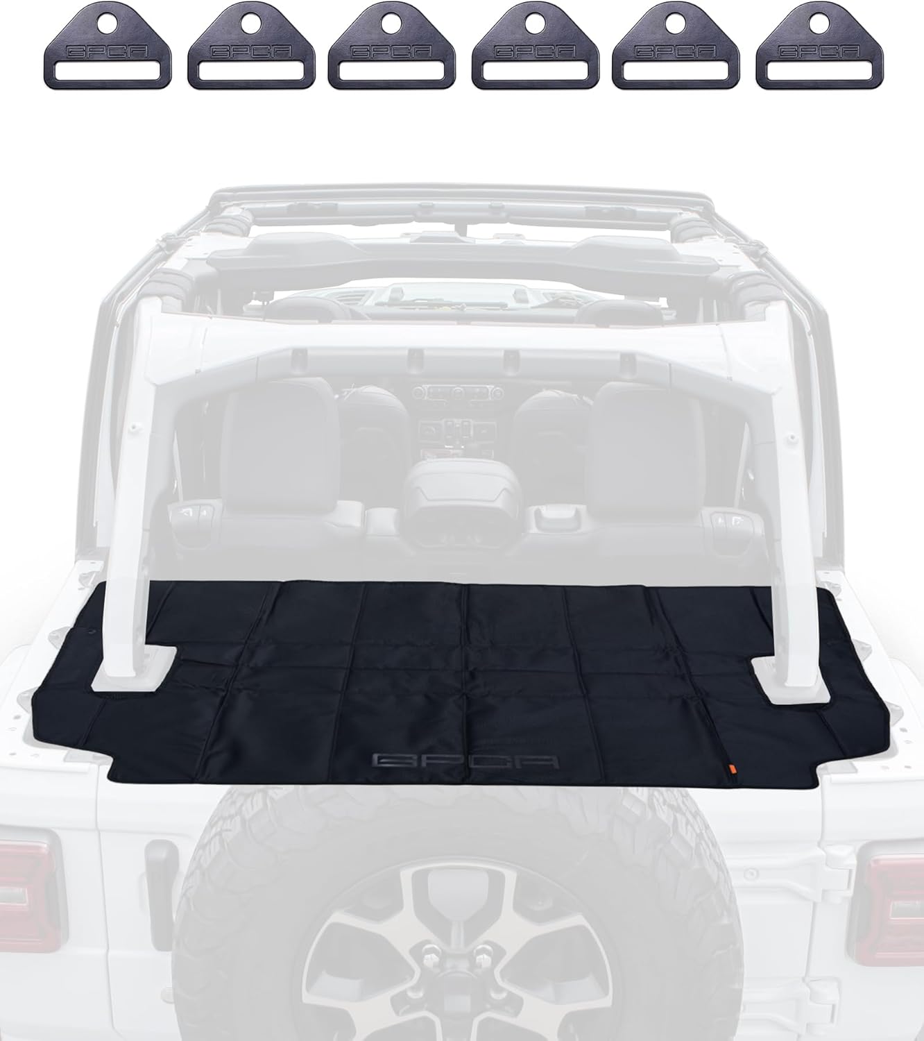 GPCA Cargo Cover PRO for Jeep Wrangler JL 4-Door (2018-Present), Water-Resistant, Reversible Trunk Shade Organizer with Easy-Installation 6 Tie-Down D-Plates (JL 4Dr. Hardtop)