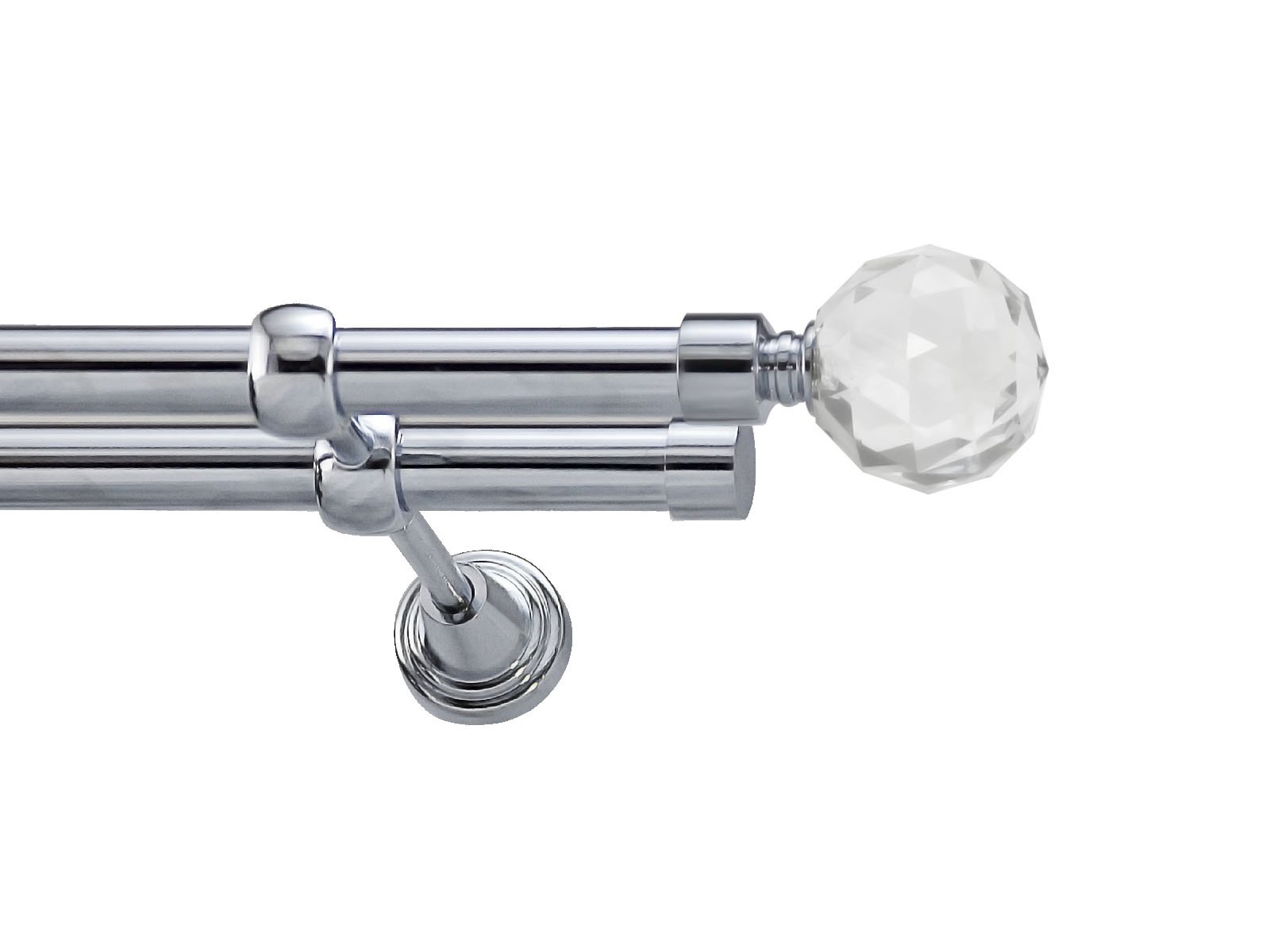 Metal Double Eyelet Curtain Pole Rod Diameter 19mm Polished Chrome Without Rings (4m, Milano Finial)