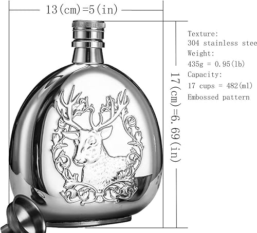 Miniatura 2 de Frasco de acero inoxidable para exteriores, frasco portátil de licor para licor para hombre, frasco de whisky (patrón de ciervos (estilo 2 de 17