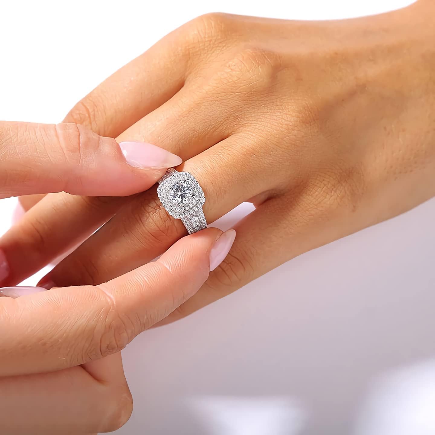 2.05 Carat Moissanite Engagement Rings for Women 10K 14K 18K Gold Halo Promise Rings for Her Size 4-12