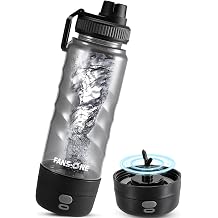 FANS-ONE Electric Protein Shaker Bottle, 24 oz Shaker Cups-No Clumps, Black | USB-C Rechargeable, Leak Proof Screw-on Lid for Protein Shakes Mixes, Portable Blender Self Mixing Cup for Gym Workout