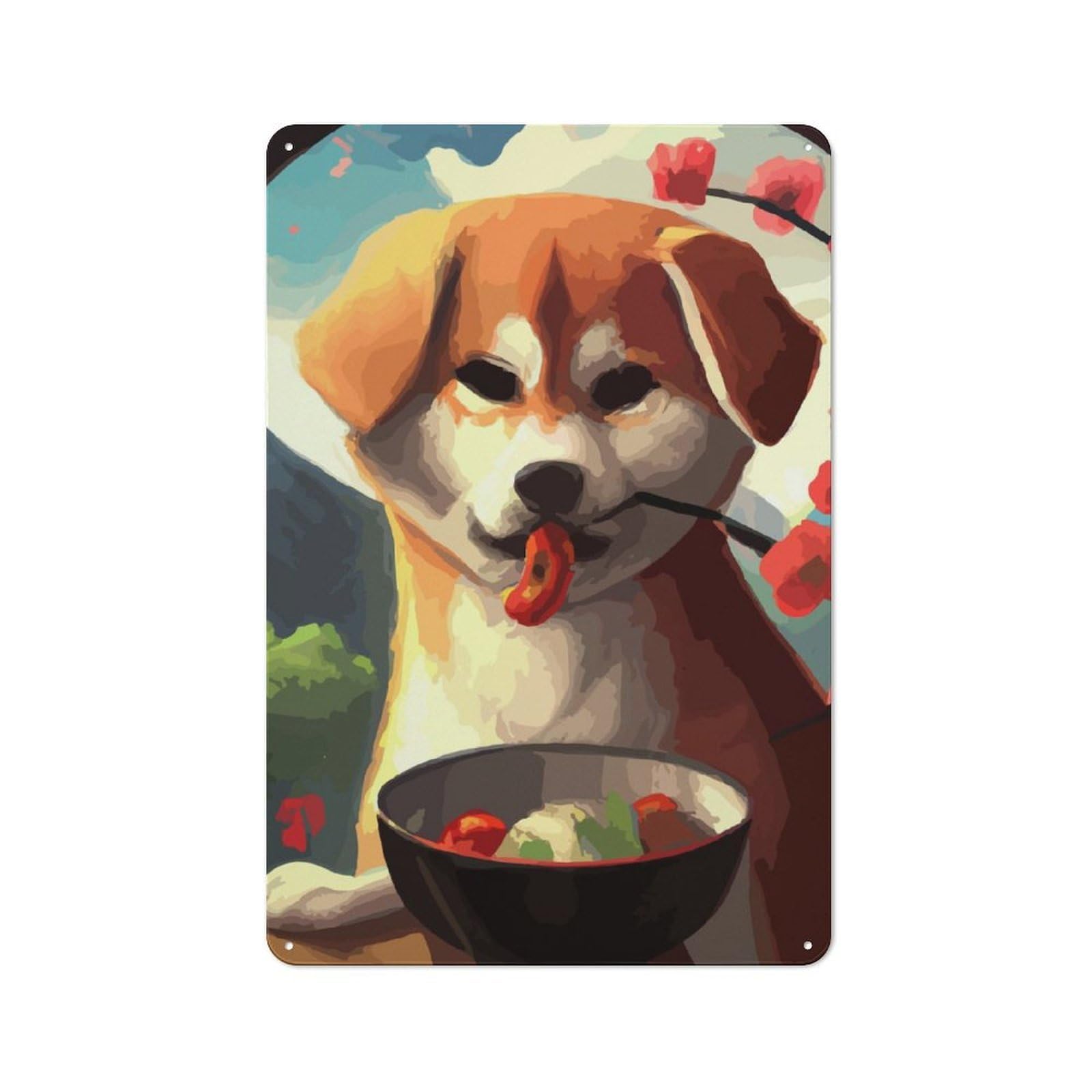 Junmoney Dog Eating Printed Metal Sign For Pet Owners, Birthday, Christmas Or Housewarming Gift, 30X20cm