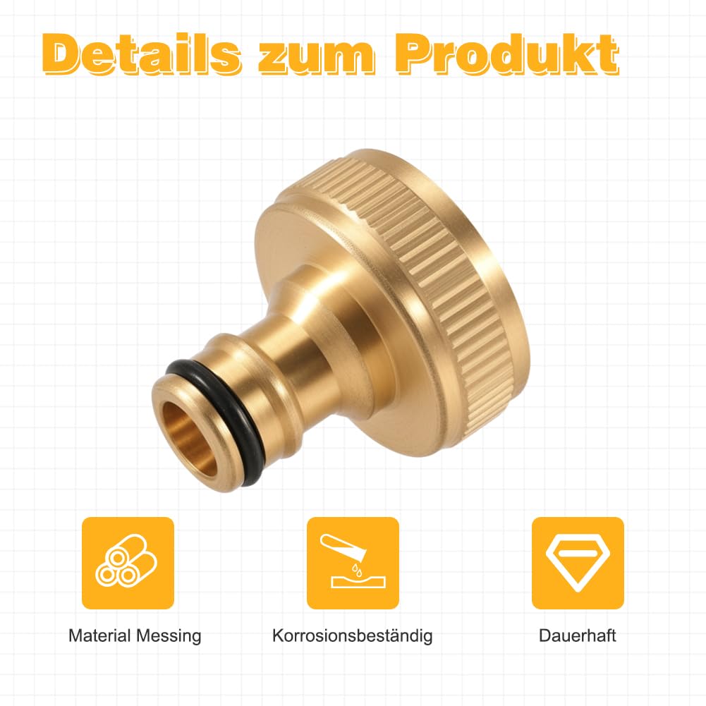 2x Messing Hahnadapter - 1/2" & 3/4" Für Gardena Schlauchanschluss