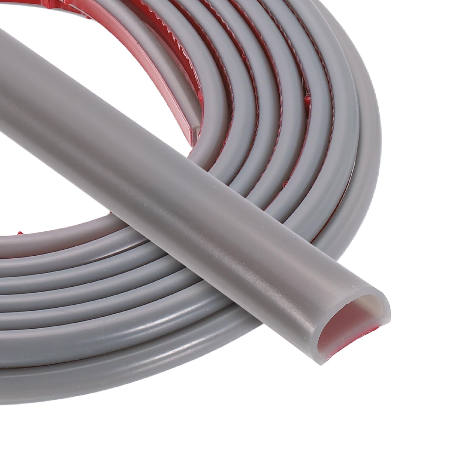PATIKIL 5 Meters Silicone D Shape Weather Stripping, 2Pcs 9mm W x 6.8mm H Self Adhesive Backing Door Seal for Door Frame Window Insulation RVs Furniture Cabinets, Grey
