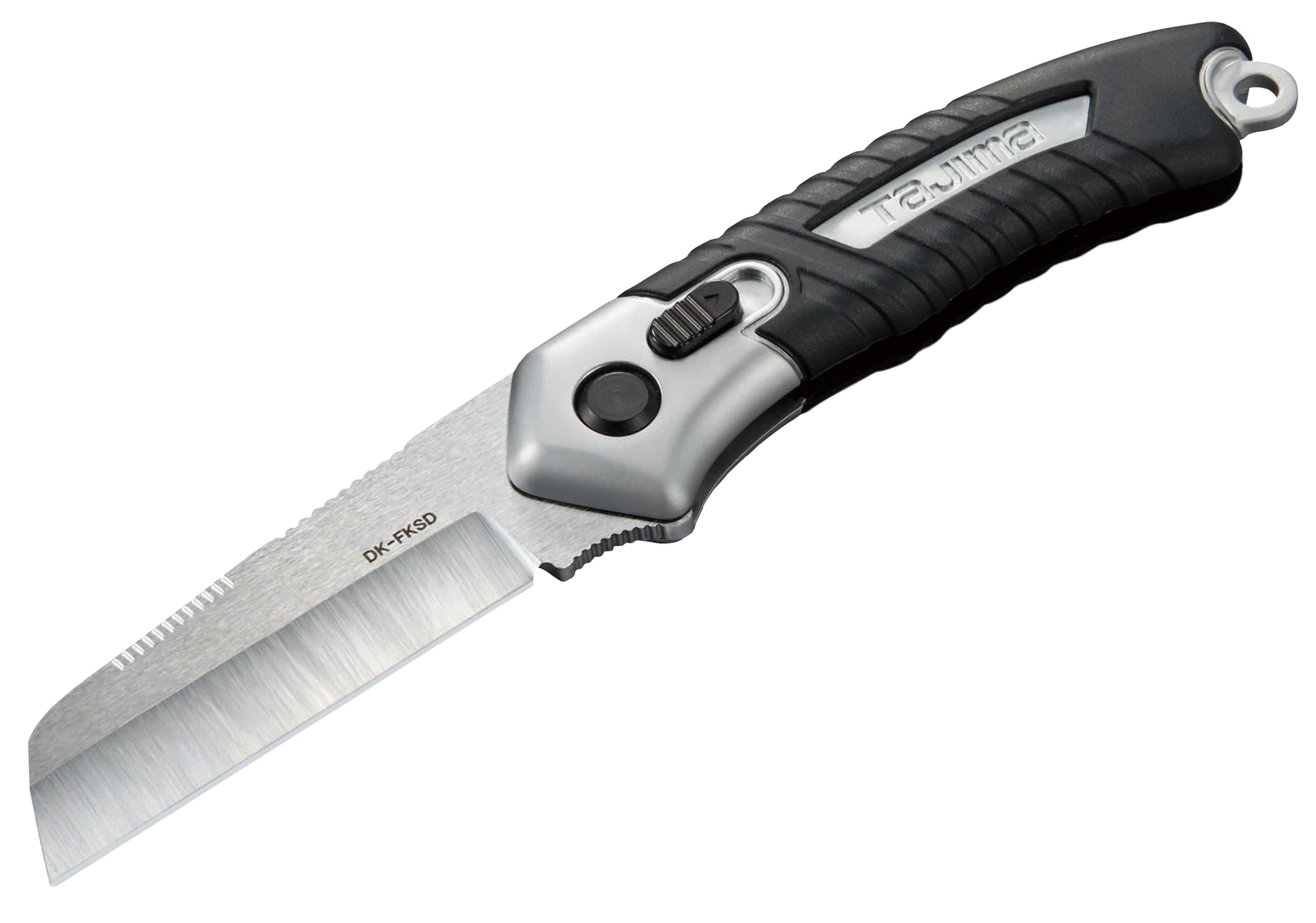 Tajima Klappmesser 185/68 mm (Messer mit Sicherheitsverriegelung, robust, extrascharfe gehärtete Klinge, gummierter, leicht gebogener Griff mit Halteöse) DK-FKSD-EUR