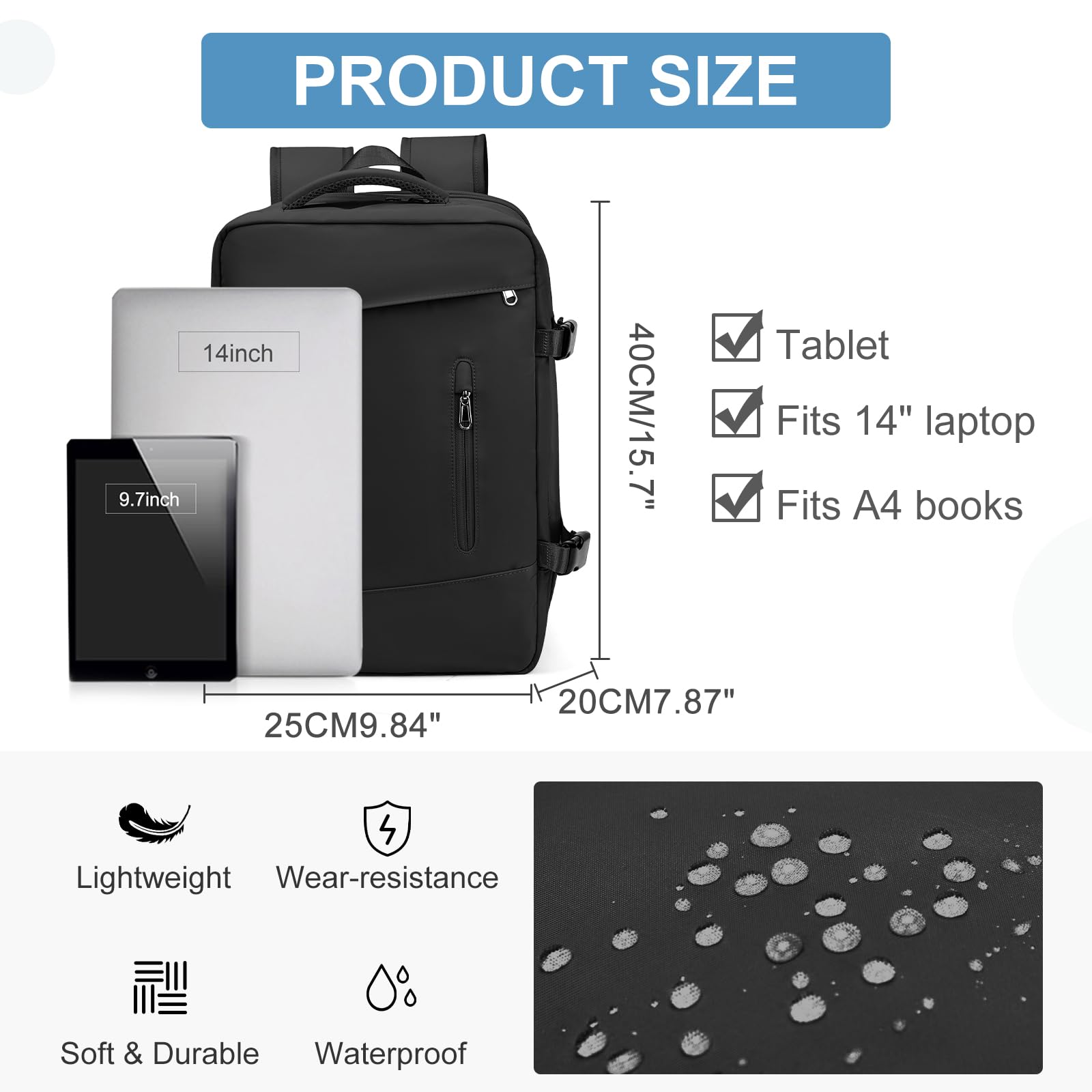SZLX Zaino Ryanair 40x20x25 Bagaglio a Mano Donna Zaino da Viaggio con Porta USB Borse da Cabina per Easyjet 45x36x20 Zaino per Computer Portatile Impermeabile Borsa da Viaggio Uomo Travel Backpack