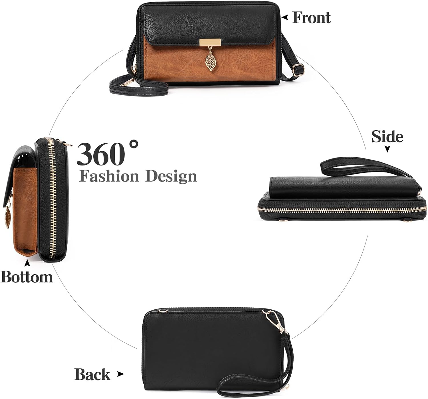 GOIACII Crossbody Bag for Women Wristlet Wallet Phone Purse with RFID Card Slots Adjustable Shoulder Strap