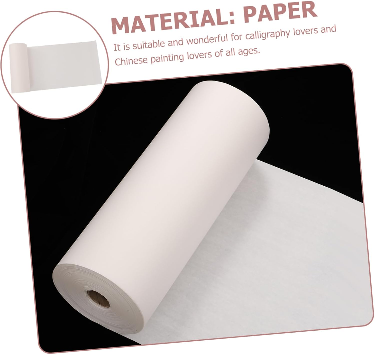 UTHCLO 100m Thick Xuan Paper Roll for Chinese Calligraphy Sumi Writing and Decoupage for Students and Beginners High Absorbency for Ink and Brush Painting