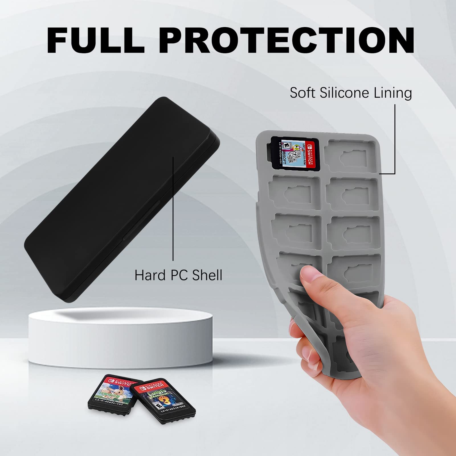 Skycase Games Card Aufbewahrungsbox für Nintendo Switch, 24 Spielkartenfächer, Tragbare Schutzhülle für Switch OLED, Hardcase Hülle