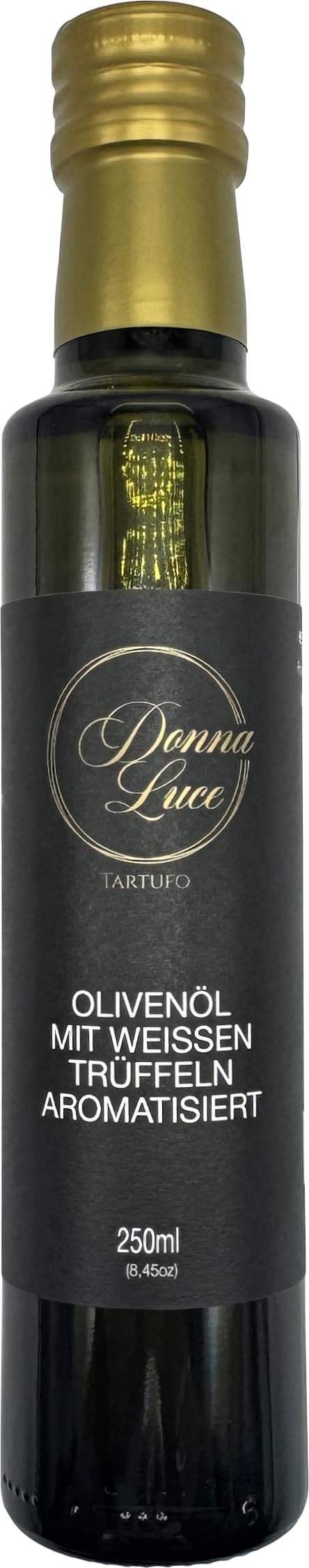 Donna Luce Trüffelöl mit weißen Trüffeln – Aromatisiertes Olivenöl – 250ml – Gourmet Feinkost – Intensiver Trüffelgeschmack – Premium Qualität