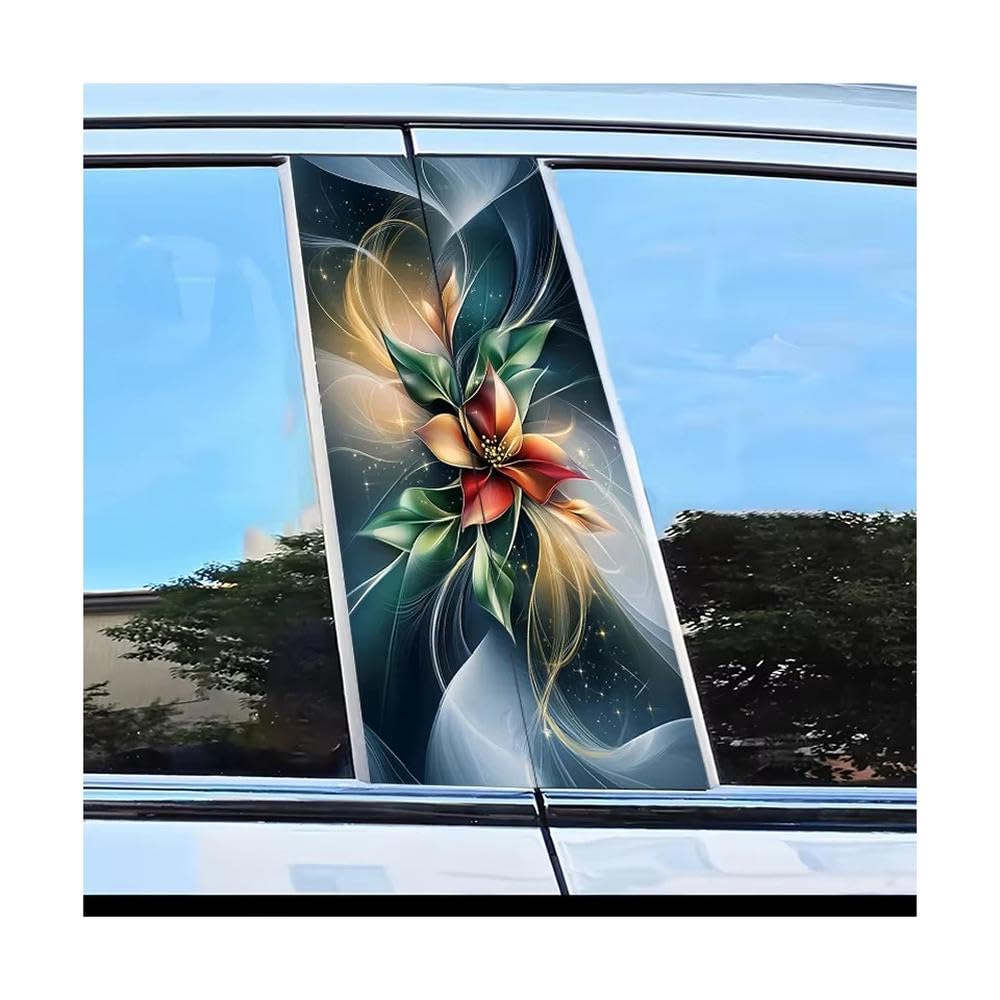 Bertdcx One Color Car Center Pillar Stickers Flower B-Pillar Scratch Protection Auto Parts