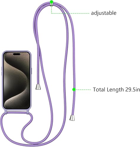 Miniatura 26 de ZTOFERA Funda para iPhone 13 Pro con correa, funda cruzada para teléfono con cordón ajustable para el cuello para el hombro, silicona suave a prueba
