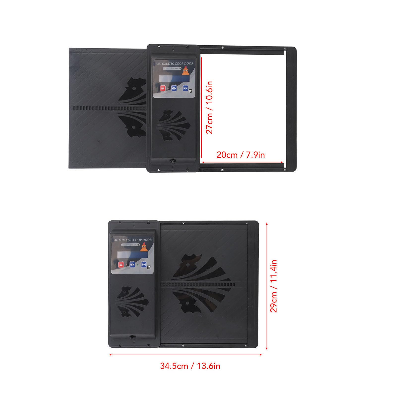 Ouvre-Porte Coopérative Automatique, Ouverture Horizontale à Distance de Télécommande de Poulaise Poulailleur Poulailleur Coupteur d'éclairage pour Protection Contre la Volaille (Black)