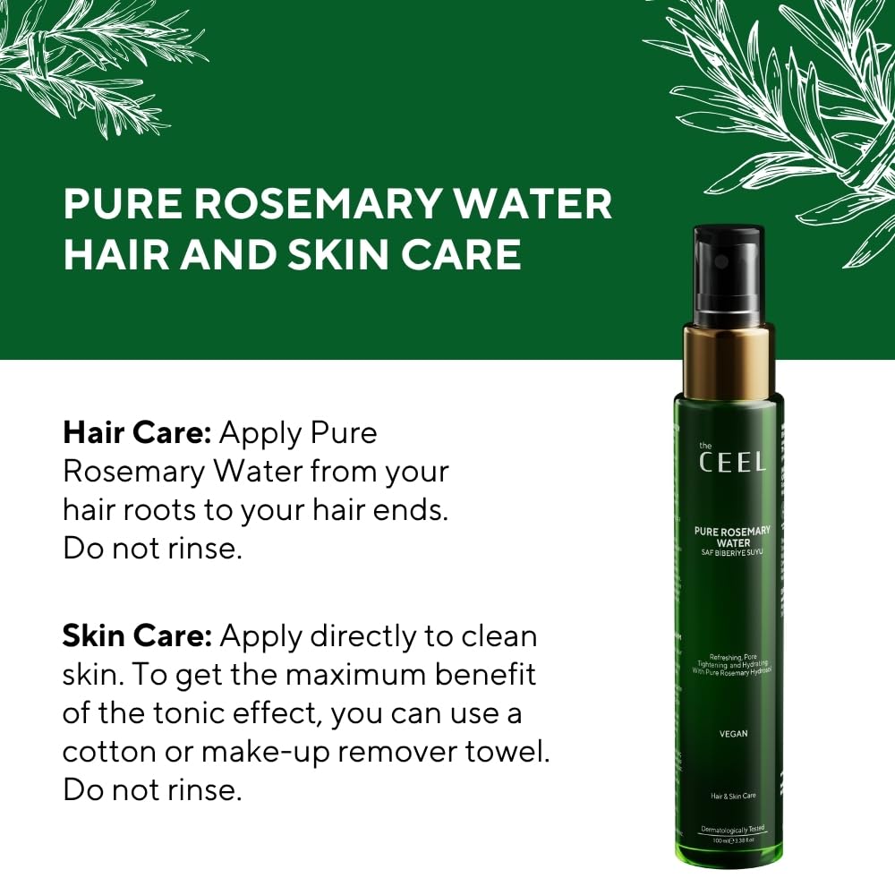 The Ceel Spray tonico per la crescita dei capelli con acqua di rosmarino – Vegan Leave-In Scalp Idration & Anti-Hair Loss Spray – Trattamento giornaliero non grasso per tutti i tipi di capelli – 100