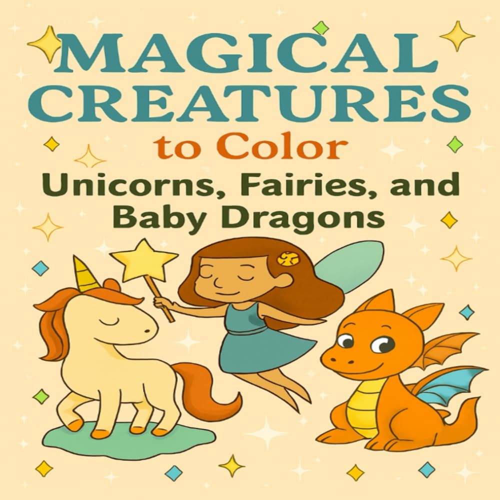 Magical creatures: Simple and cute magical creatures colouring book