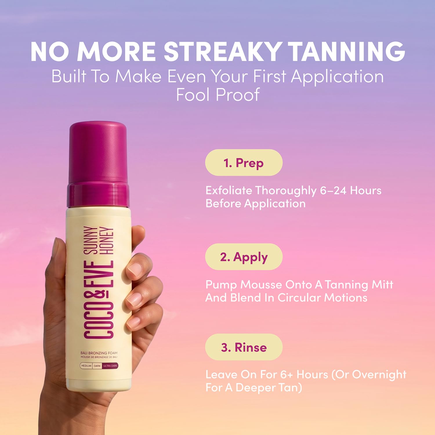 Coco & Eve Sunny Honey Samoopalacz w piance mus ultra ciemny naturalna opalenizna nawilżająca antycellulitowa