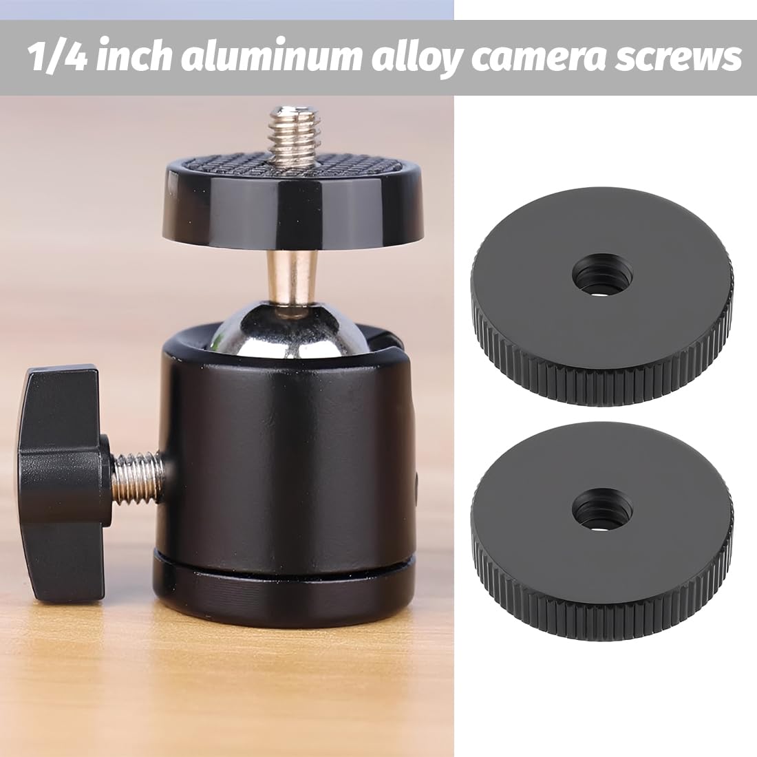4 Pezzi 1/4" Macchina Fotografica In Rotella Del Pollice Femmina, 26x6.5mm, Dado Bloccaggio Della Macchina Fotografica Adattatore Per Macchina Fotografica Al Microfono Treppiede Collegamento