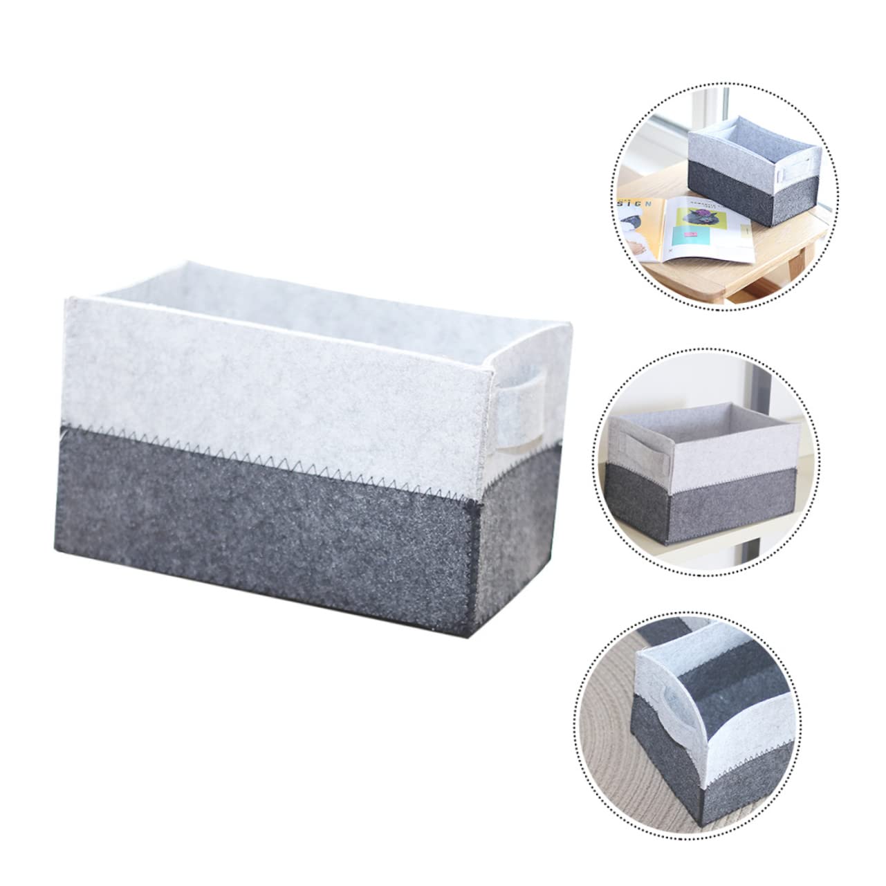 Ciieeo 2pcs Felt Storage Basket for Desktop Organization Grey Basket for Snacks and Cosmetics with Handles Portable Design for Home and Office Use