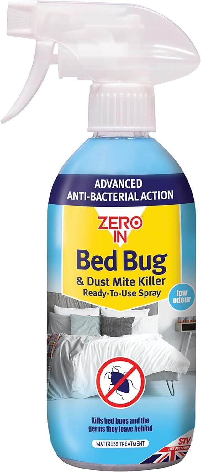 Zero in Bed Bug & Dust Mite Killer | Ready-to-Use Formulation Kills Bed Bugs, Dust Mites and The Germs They Carry. Water-Based | Child & Pet Safe Bug Killer Spray - 500 ml (Pack of 1)