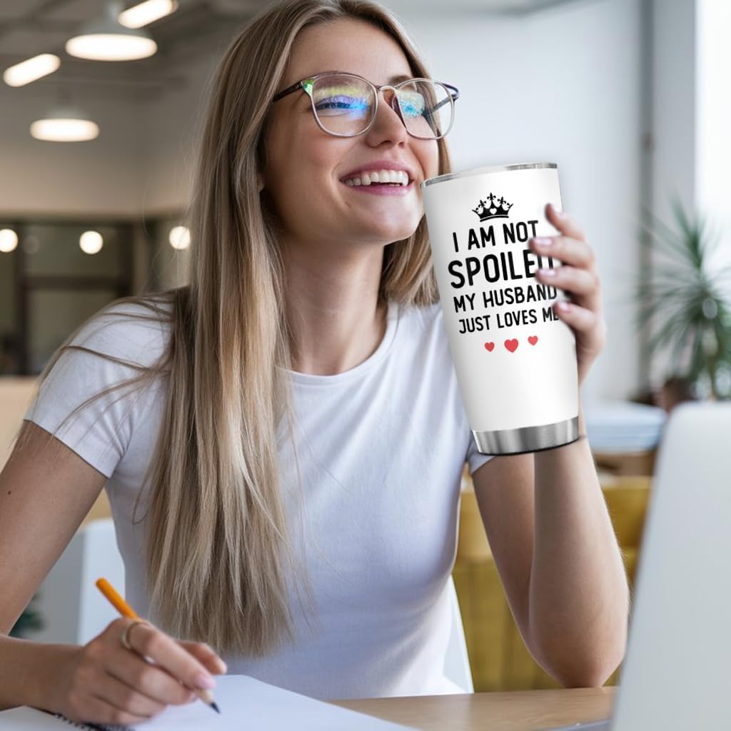 20 oz Wife Cup, Wife Tumbler, I Am Not Spoiled My Husband Just Loves Me, Wife Christmas Ideas, Gifts For Wife Love, Anniversary Wedding, Wife Birthday Gift, Mothers Day - Image 6