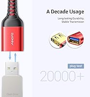 Vista 4 de AINOPE Cable de extensión USB, extensor USB, cable de extensión USB 3.0, cable macho a hembra, cable de alta transferencia de datos, compatible