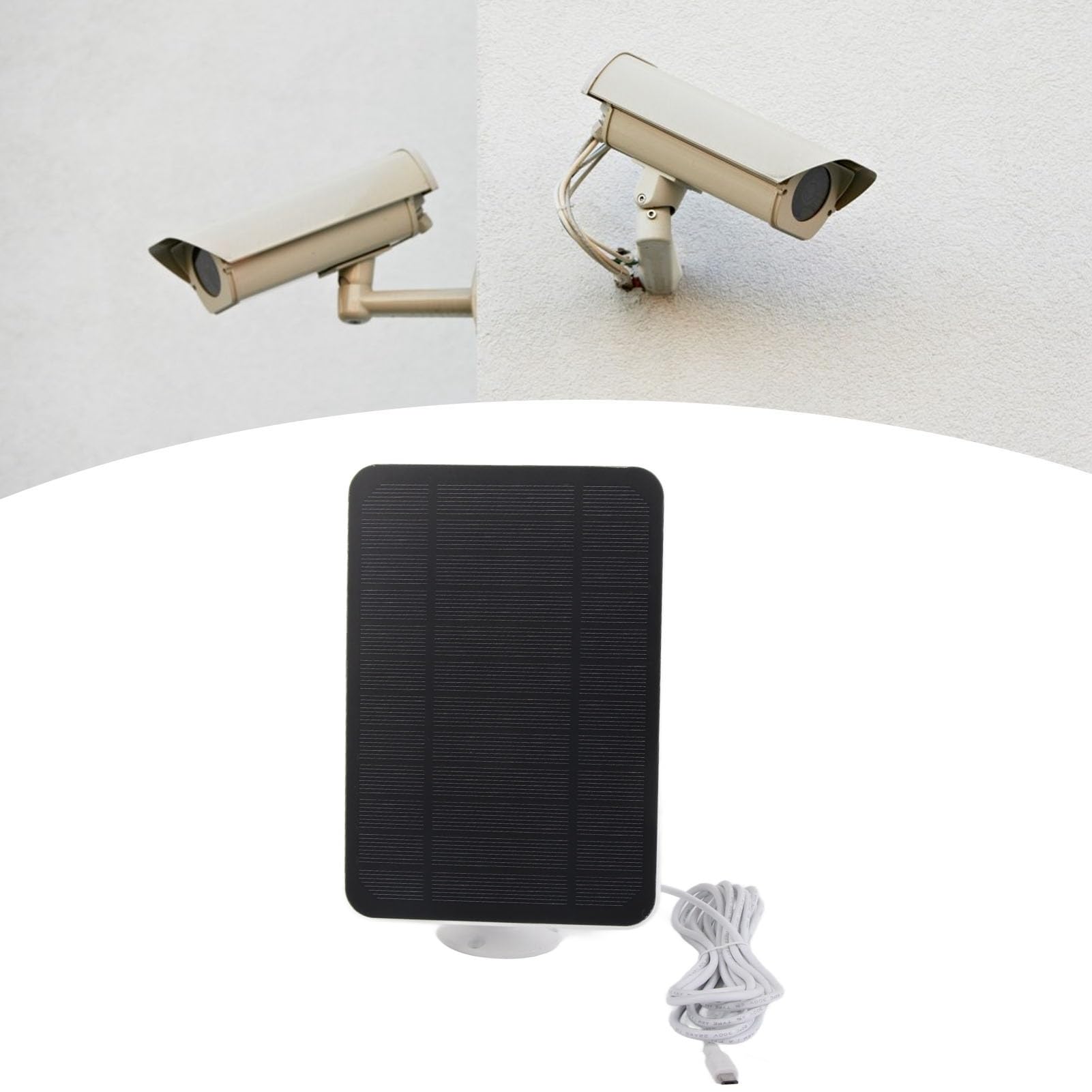 Panneau solaire 4W 5V pour caméra de sécurité, panneau solaire de caméra avec étanchéité IP65 et support réglable à 360 degrés pour panneau solaire (White)