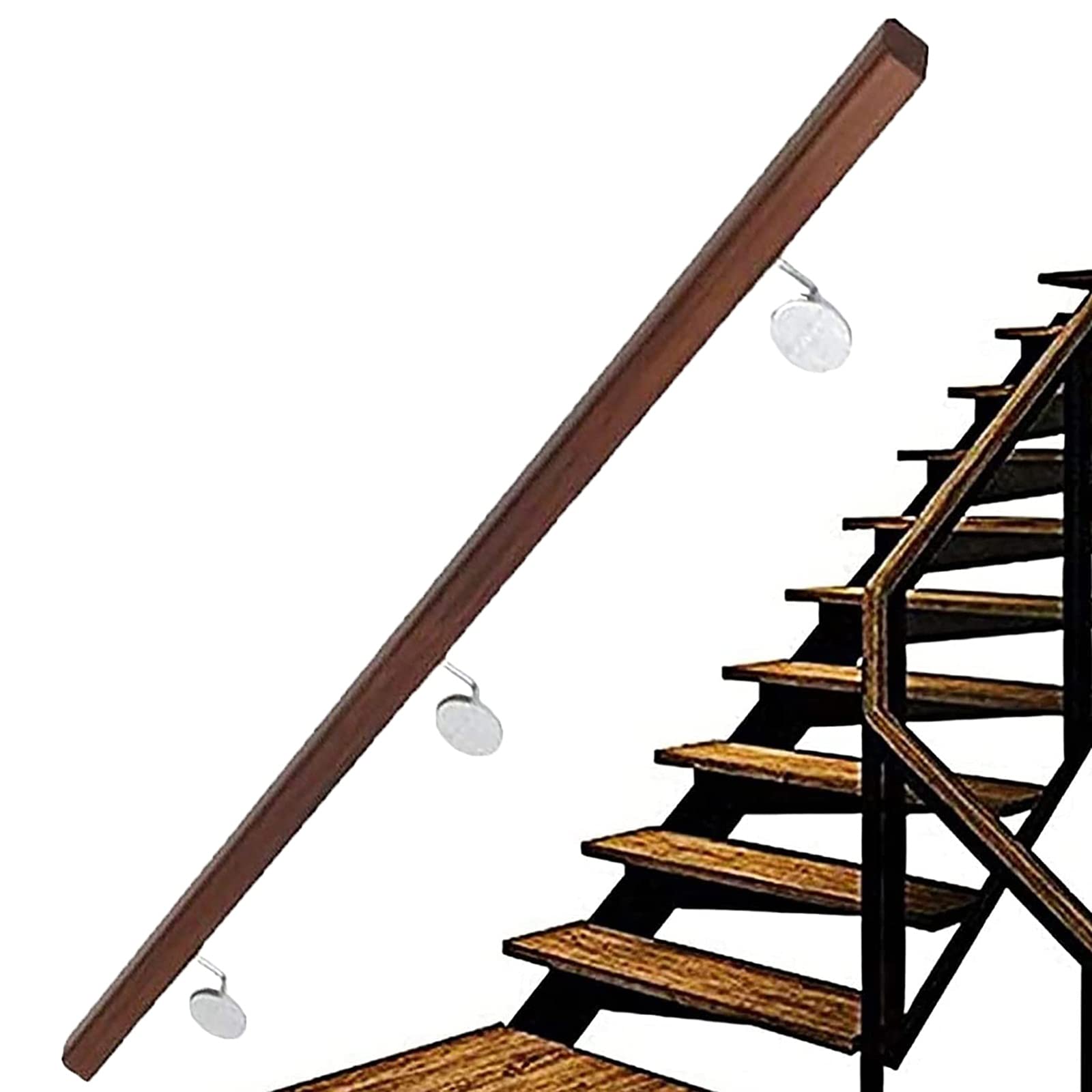 Main courante d'escalier en bois sur mesure avec kit de fixation mural pour couloir