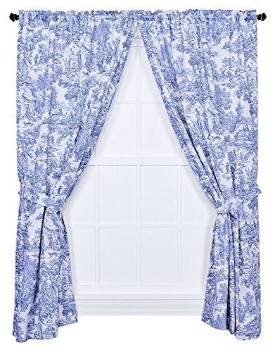 Ellis Curtain Victoria Park Toile Paire de Panneaux sur Mesure avec embrasses Bleu 177 x 213 cm
