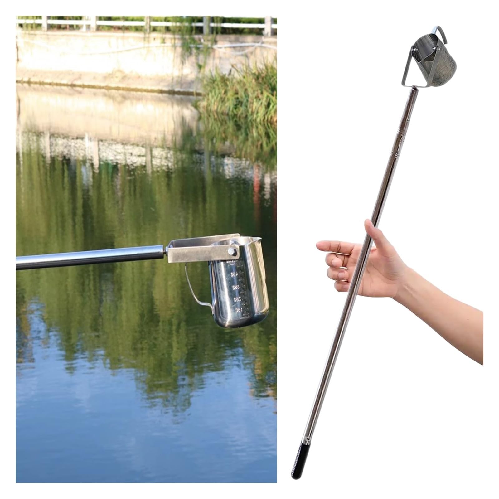 Dipper5001000 ml di campionatore d'acqua in acciaio inox con asta per fiumi, laghi e fango, ideali per test di qualità e analisi ambientale
