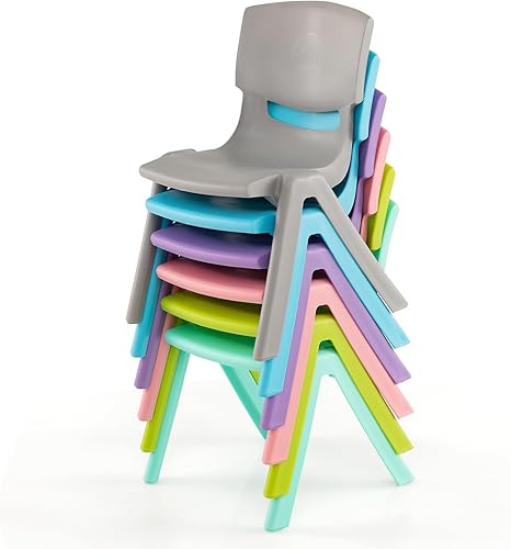 Paquete de 6 sillas escolares apilables de plástico prémium de 11 pulgadas de alto, sillas para niños pequeños y niños para guardería, escuela, al