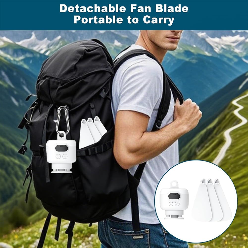 Lámpara Ventilador Techo con Mando a Distancia, Ventilador de Techo con Luz, USB Recargable Lámpara Ventilador con Velocidades, Temporizador, Ventilador de Camping con Linterna LED