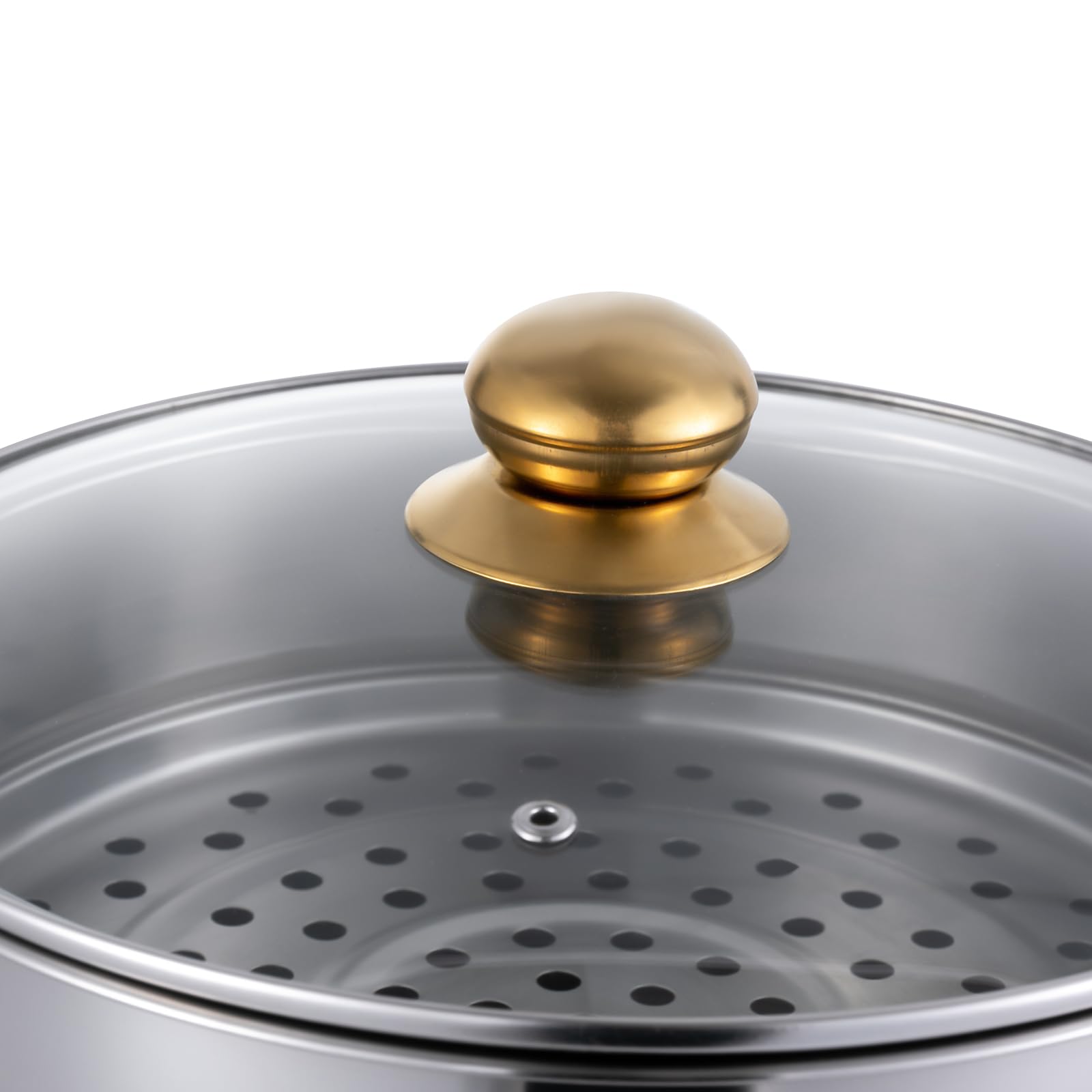 Olla a presión de 5 niveles de acero inoxidable, olla de cocción a vapor para cocina saludable, apta para cocina de gas, cocina de inducción, vitrocerámica eléctrica, calefacción eléctrica (30 cm)