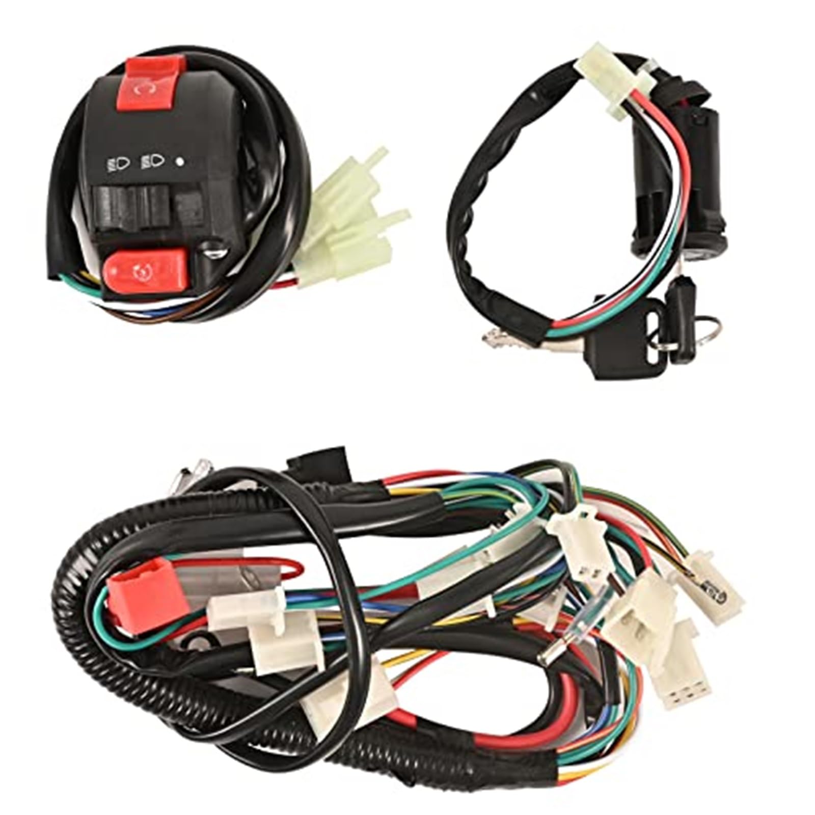 Cablaggio completo for quad, elettrico, bobina statore a 6 poli, relè solenoide, candela, for ATV a 4 tempi, 50 cc, 70 cc, 90 cc, 110 cc, 125 cc, pit quad, dirt bike, buggy, go kart Kit candel