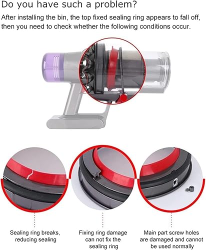 Miniatura 5 de 3X Compatible con Dyson V11 SV14 SV15 Aspiradora - Contenedor de polvo en la parte superior de anillo de sellado fijo Accesorios de repuesto