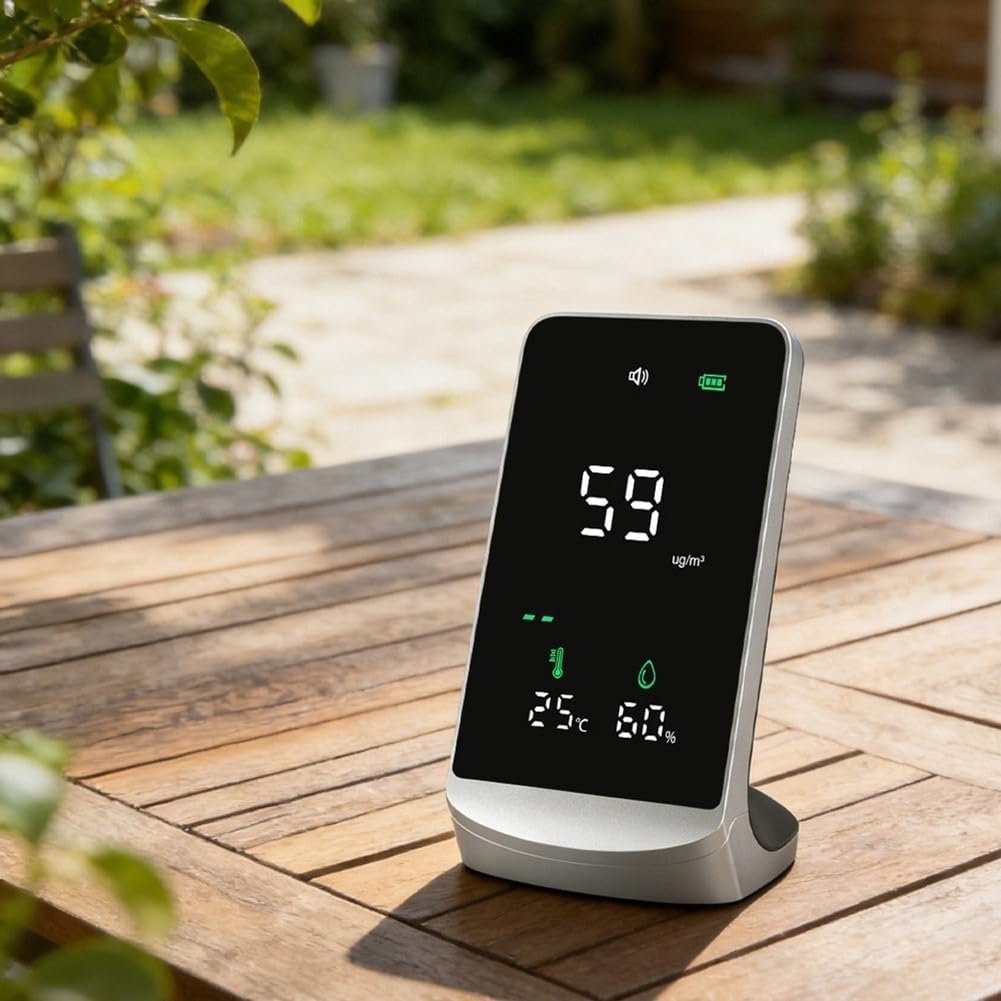 Medidor de polvo fino con sensor de humedad temp ABS