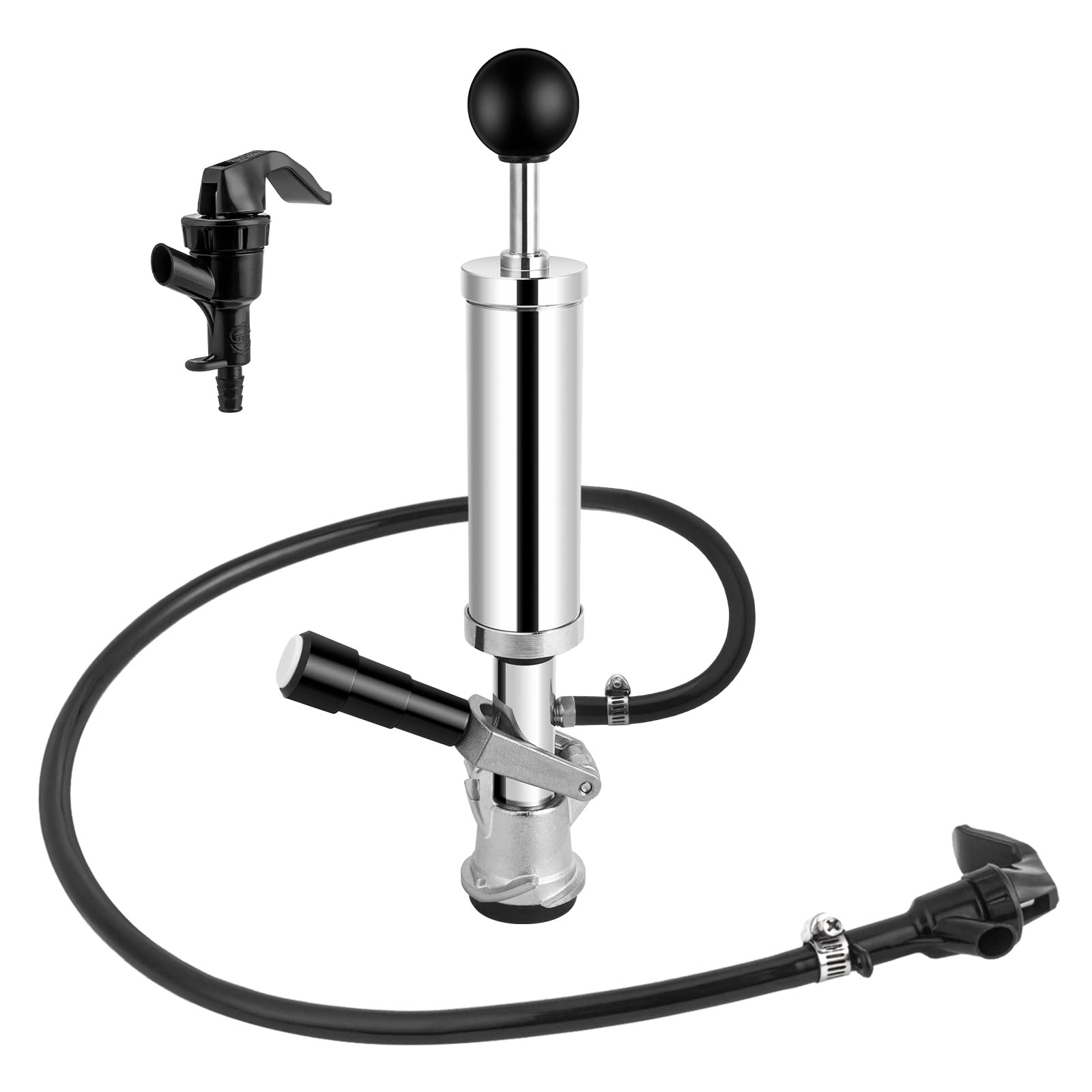 TMCRAFT 4’’ Beer Keg Party Pump, Heavy Duty Complete D-System Keg Pump, Durable Chrome-Plated Brass Body & Stainless Steel Probe Picnic Pump for American Sankey Keg